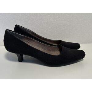 AEROSOLES Dimension Black Fabric Pumps Shoes Career Solid Square Toe Womens 6.5M